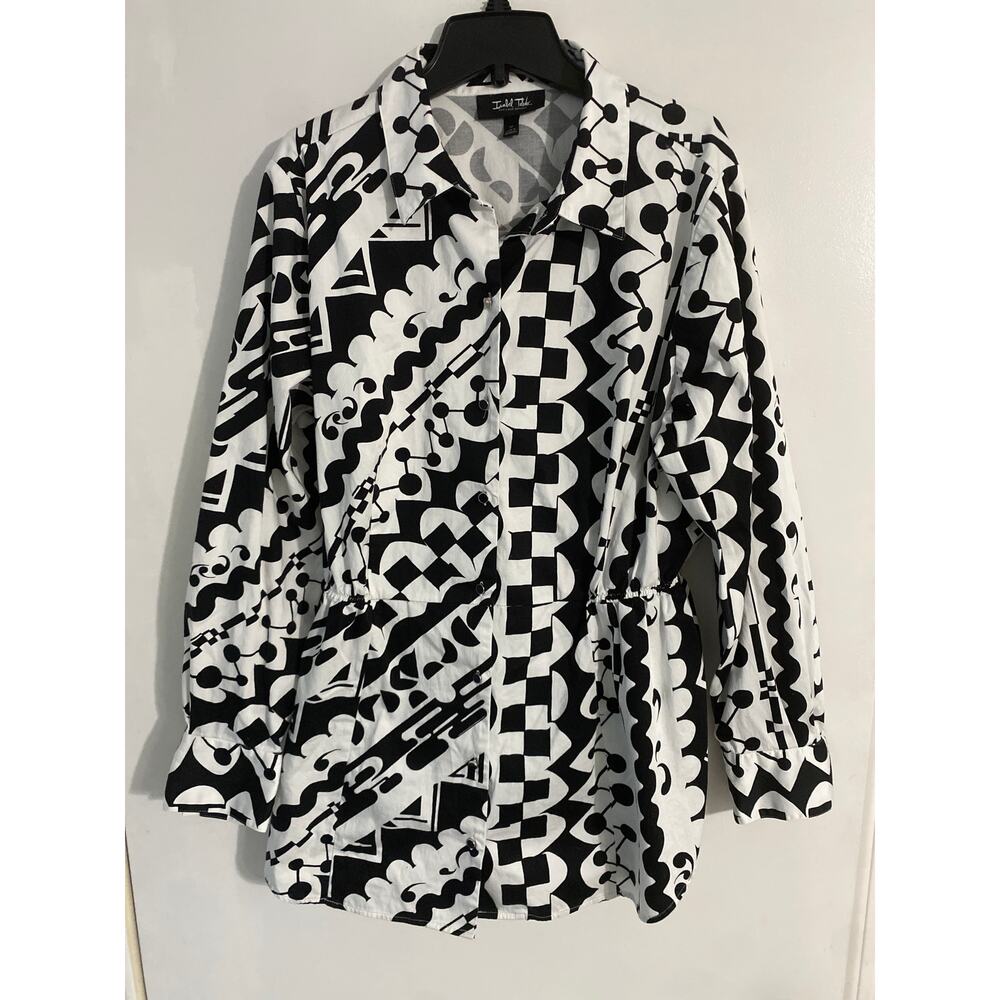 Isabel Toledo Lane Bryant button down top women’s size 20 black white abstract